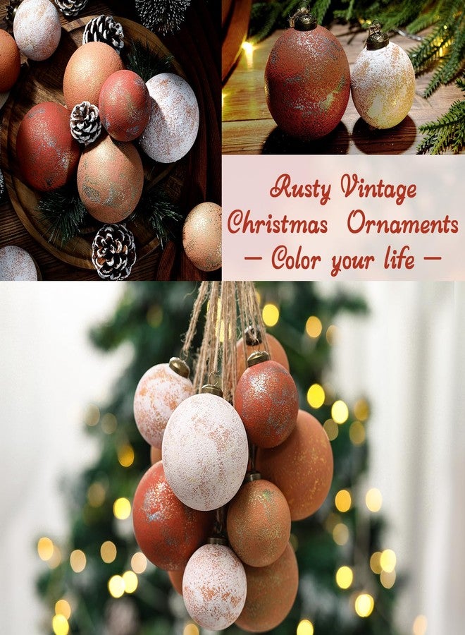 Bornerwhite 12 Pcs 3.15'' Large Rustic Vintage Neutral Textured Farmhouse Brown 2025 Christmas Ornaments Ball for Christmas Tree Decor,Boho Orange Copper Hanging Xmas Ornaments Shatterproof Ball for Home Decor - Image 4
